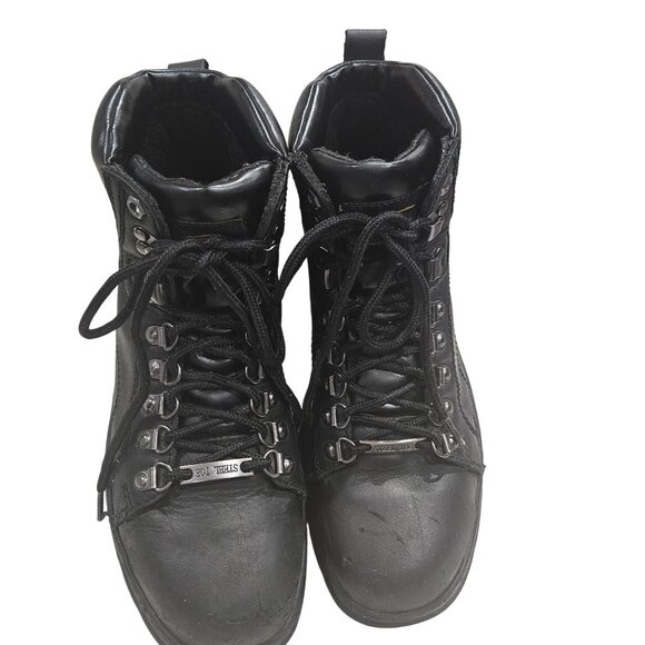 AdTec Black Leather Womens Steel Toe Work Boots Size 9 - Picture 1 of 7